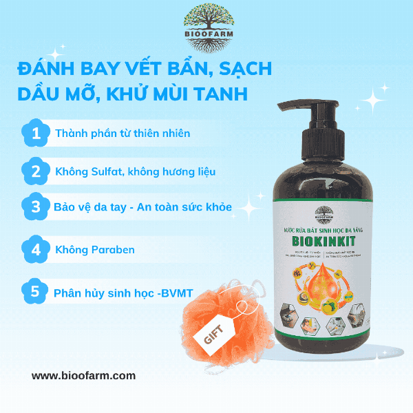 Nước Rửa Bát Sinh Học Đa Năng BIOKINKIT – Làm Sạch An Toàn Từ Thiên Nhiên
